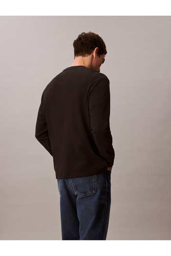 Calvin Klein Men Black Waffle Badge Long Sleeve T-Shirt