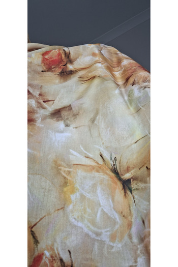 Lavena scarfs Ανοιξιάτικη σειρά Floral Pattern Βαμβακερό Ψηφιακό Μαλακό Σάλι - Κίτρινο
