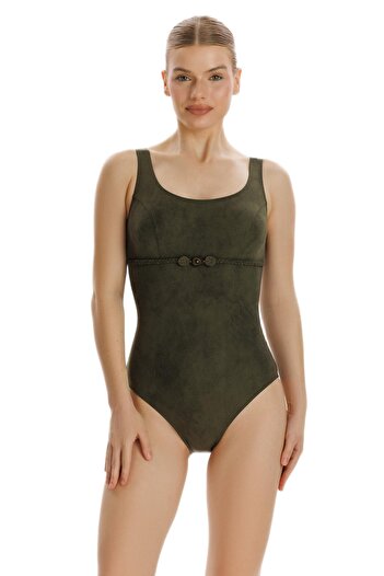 ZEKİ Green Accessory Detailed Swimsuit