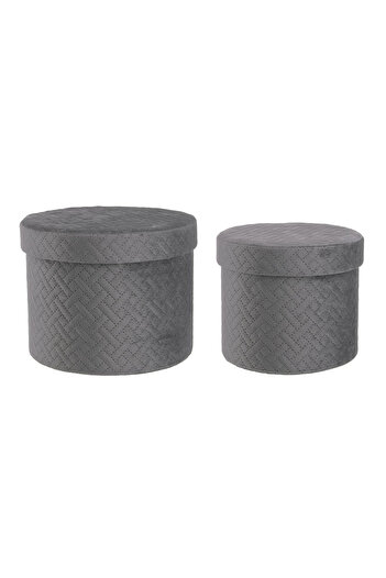 Bizzotto Set 2 cutii velur gri Averill 18x14 cm, 22x16 cm