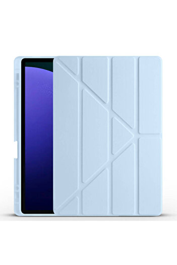Kılıfist حافظة Galaxy Tab S9 FE Plus متوافقة مع حافظة KLFS ثلاثية الطي مع حامل - أزرق