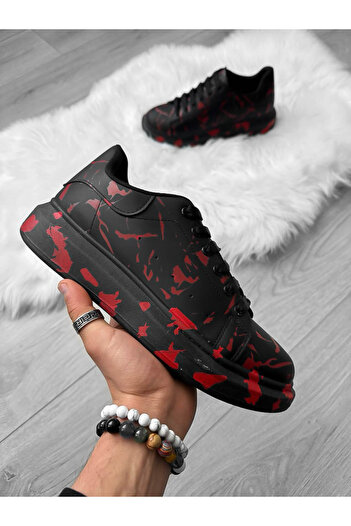 dehaine Men's casual sneakers with print, red, 5577