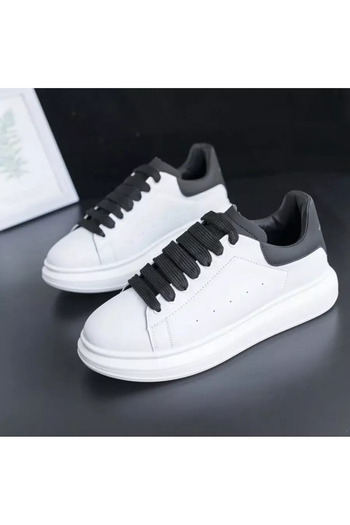 dehaine Adidasi pentru barbati, casual, alb cu sireturi negre, B03