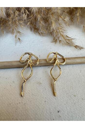 nidistore Gold Color Thin Ribbon Earrings