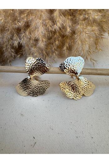 nidistore Gold Color Twisted Serrated Earrings