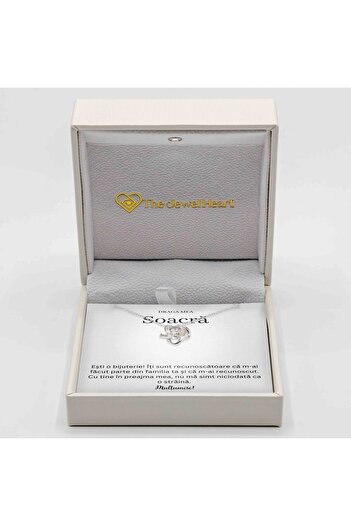 The Jewel Heart Colier Cu Mesaj Pentru Cea Mai Bună Soacră – Argint 925 Rodiat, Cutie Premium