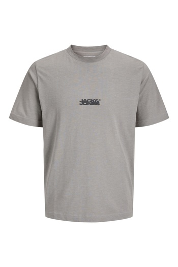 Jack & Jones J&J T-Shirt Men Logo Printed T-Shirt Gray Slub