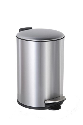 Generic HONEY BEE High-Quality and Durable Round Pedal Bin Silver 12 Liter HDB-20001A
