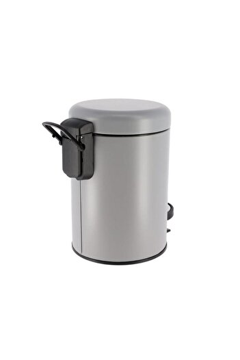Generic Tendance Round Shaped Soft Close Metal Pedal Bin with Fall Brake Lid Matte Grey 3 Liter 6543180