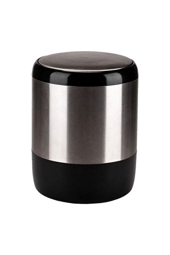 Generic Primanova Lima Easy to Access Swing Lid Waste Bin Black and Silver 6 Liter
