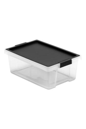 Generic TATAY Hinged Handle Multipurpose Stackable Storage Box with Lid Black and Clear 7 Liter