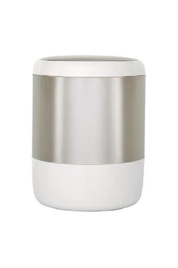 Generic Primanova Lima Easy to Access Swing Lid Waste Bin White and Silver 6 Liter
