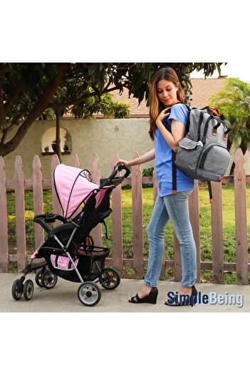 Generic Simply Life Water-Resistant Oxford Polyester Baby Diaper Bag Backpack Grey