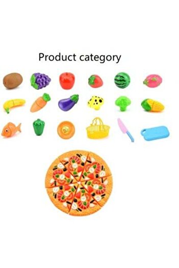 HALAMODO 19-Piece Realistic Sliceable Cut Fruits And Vegetable With Knives Pretend Kitchen Set For Kids