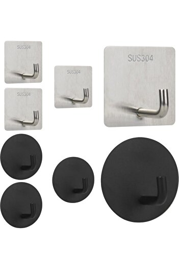 Srclo Set de 8 cârlige pentru prosoape Srclo, oțel inoxidabil, argintiu/negru