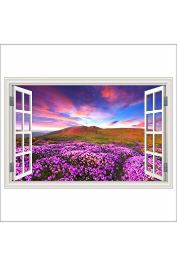 media Self-adhesive photo wallpaper Window Rhododendron flowers at sunset, 180 x 120 cm