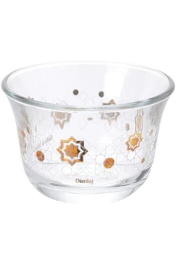 Generic Wisteria 6-Piece Beautifully Decorated Durable Glass Mist Cawa Cup Set White and Gold DJ-43197