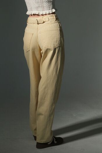 Maule Buckle Detailed Loose Fit Wide Leg Comfortable Baggy Jean Jeans Loose Women's Pants @Milano