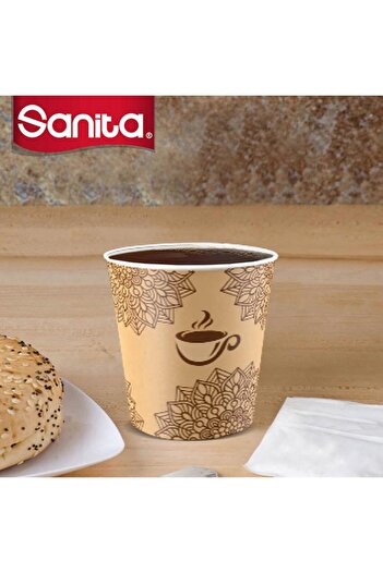 Generic Sanita 50-Piece Disposable Paper Cup Set Brown and White 4oz CU11RG0450R12