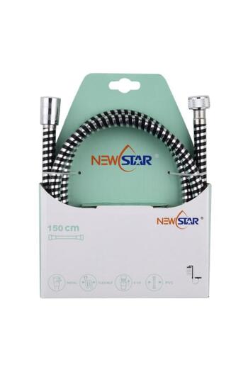Generic NEWSTAR PVC User-Friendly Design Ample Flexibility Shower Hose Black and Silver 1.5m