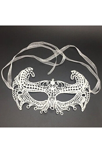 Skygo Lace Embroidered White Prom Party Mask - No 1