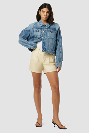Hudson Front Yoke Pleated Shorts - - Cream, 25