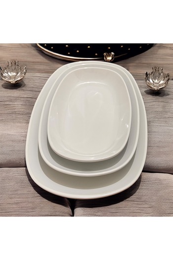 BARITCIOGLU Triple Boat Plate Set Shatter-Resistant Poralin Plates