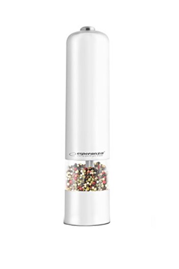 ESPERANZA Glossy white electric salt and pepper grinder EKP001wh with transparent storage chambers