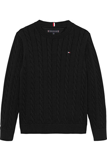 Tommy Hilfiger Tommy Hilfiger Boys Black Cotton Cable Sweater