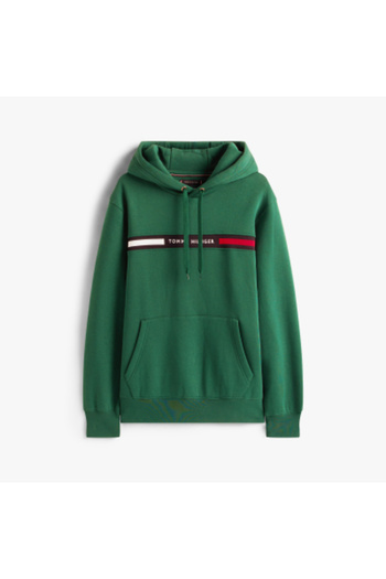 Tommy Hilfiger Male Ornamental Green Hilfiger Chest Insert Hoodie