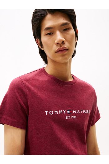 Tommy Hilfiger Men Deep Rouge Heather Logo Short Sleeve T-Shirt