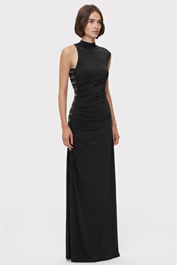 Herve Leger RUCHED JERSEY DRESS - HERVE LEGER - BLACK, S