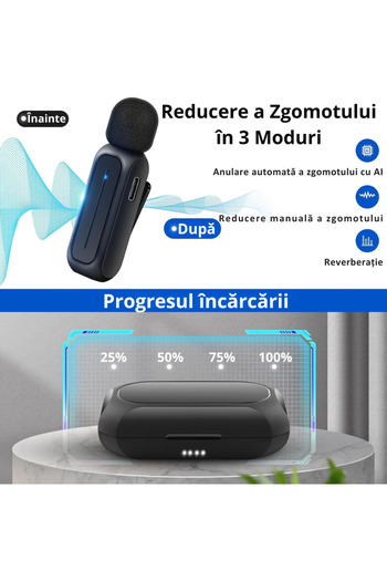 Vittalist Set de 2 microfoane profesionale VITTALIST Lavalier, compatibile cu iPhone, iPad, Android