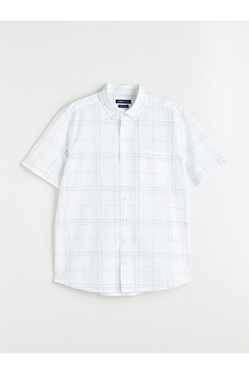 LC Waikiki Regular Fit Short Sleeve Plaid Poplin Men's Shirt