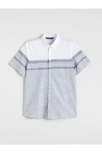 LC Waikiki Regular Fit Short Sleeve Striped Poplin Men's Shirt