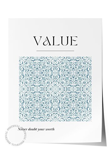 Postifull Frameless Wall Poster, Pattern, Text, Flat Illustration, Minimalist, Blue, White Color Poster, 2025