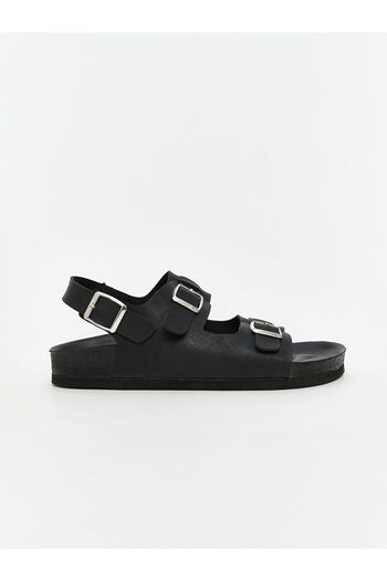 LC Waikiki Black Leather Look Women's Sandals