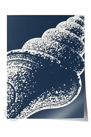 Postifull Frameless Wall Poster, Blue Seashell, Illustration, Blue Color Poster, 2025 Summer Selection, No:10