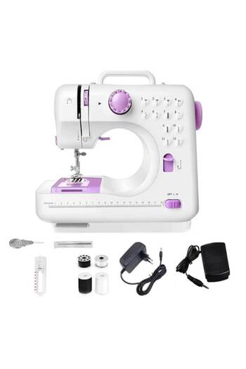 Rovitech Mini portable sewing machine, LED lighting, foot pedal, two operating modes