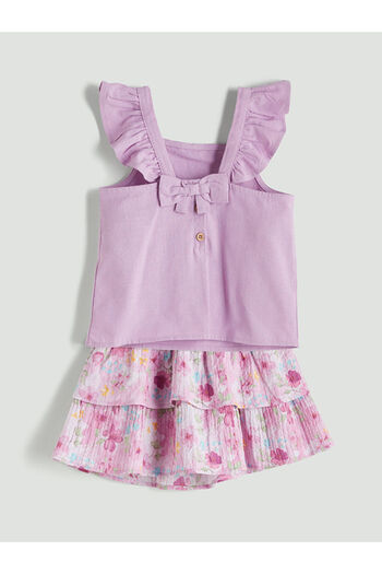 LC Waikiki Bow Girl's Blouse and Skirt 2-Piece