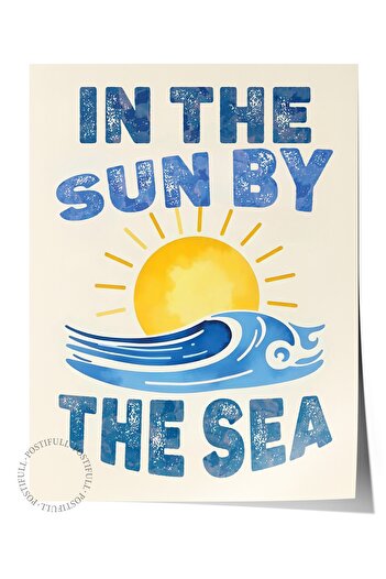 Postifull Frameless Wall Poster, Sunny Seaside, Illustration, Blue Color Poster, 2025 Summer Selection, No
