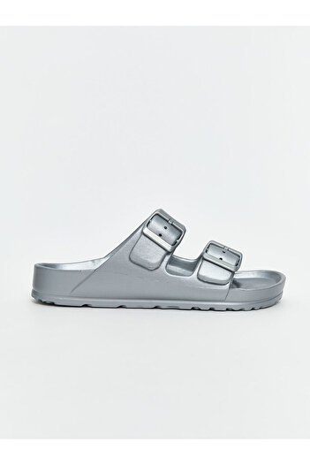 LC Waikiki Gray Double-Striped Women's Slippers