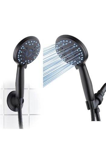 DLMDL Black High Pressure Portable Shower Head, 8 Spray Modes, Anti-Clog Nozzles