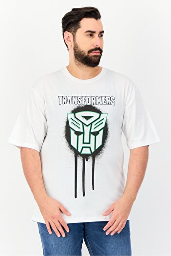 transformers Men Crew Neck Short Sleeves Graphic Print T-Shirt, White