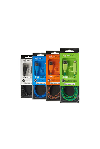 Boompods MicroUSB & Lightning MFI Duo Black Cable (1m, textile braid)