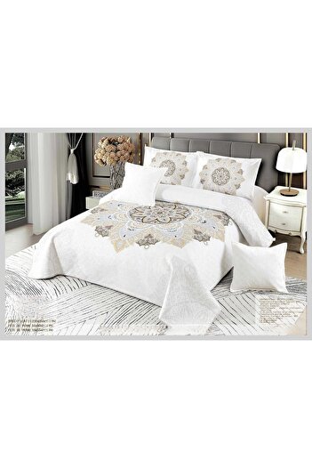 CHIRASO CHIRASO Duvet Cover Set, VELVET, 5 pieces, Duvet Cover 230x250 cm, Abstract print, cream-white