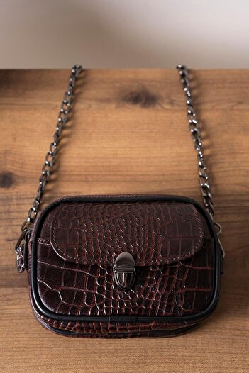 MRHERO Mr Hero Women's Crocodile Patterned Leather Bag - Brown - 502