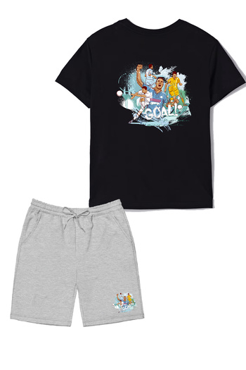 makiteks Set of 2 Printed Boys Cotton Shorts Tshirt Team Football 5 6 7 8 9 10 11 12 13 14 Years T-Shirt