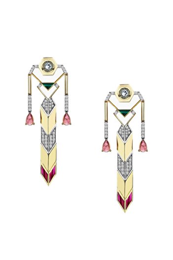 SU PERİSİ TAKI BİJUTERİ Vip Series Gold Design Model Earrings