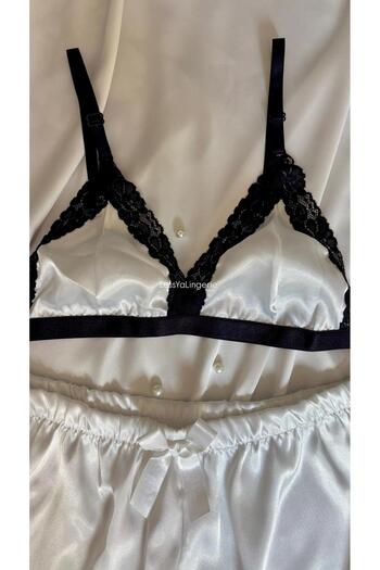 Lessya Satin Shorts Bralet Pajama Set Patterned